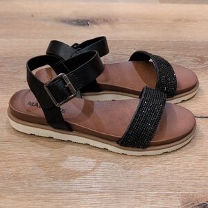 Madeline Black Strappy Rhinestone-Accent Sandals